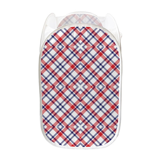 American Plaid Pattern Print Mesh Laundry Hamper