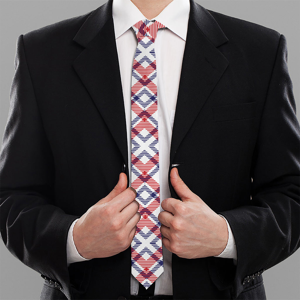 American Plaid Pattern Print Necktie