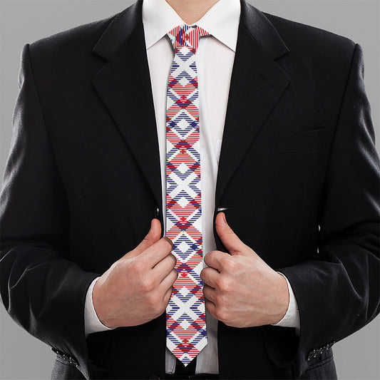 American Plaid Pattern Print Necktie
