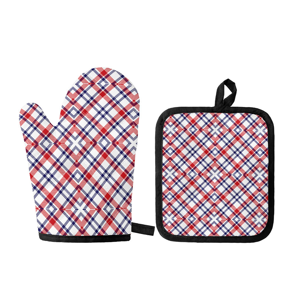 American Plaid Pattern Print Oven Mitt And Pot Holder Set
