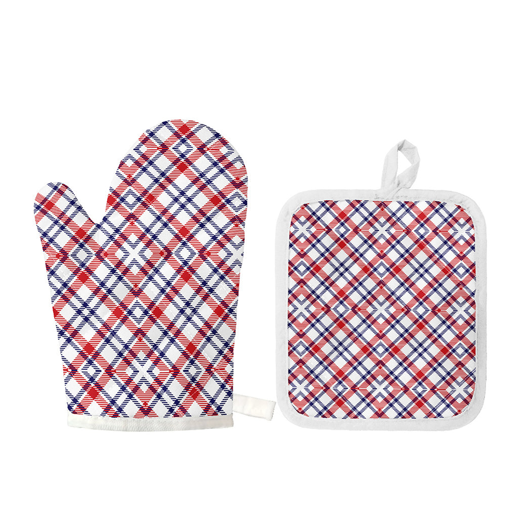 American Plaid Pattern Print Oven Mitt And Pot Holder Set