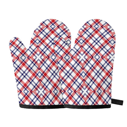 American Plaid Pattern Print Oven Mitts