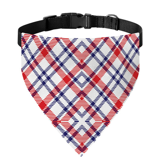 American Plaid Pattern Print Over The Collar Dog Bandana