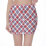 American Plaid Pattern Print Pencil Mini Skirt