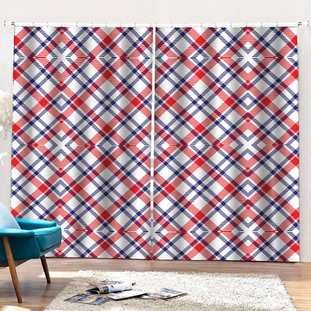 American Plaid Pattern Print Pencil Pleat Curtains