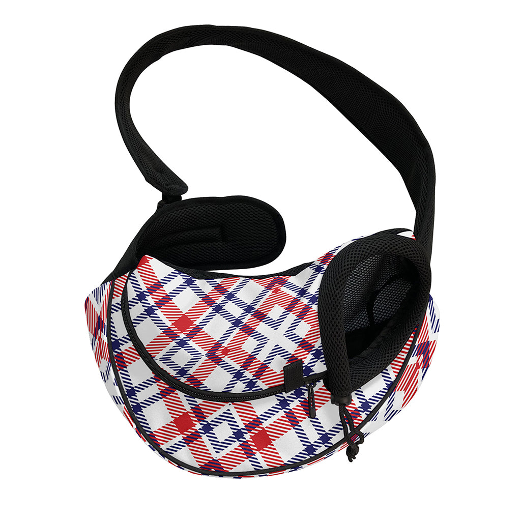 American Plaid Pattern Print Pet Sling Carrier