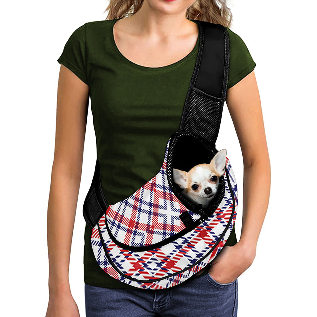 American Plaid Pattern Print Pet Sling Carrier