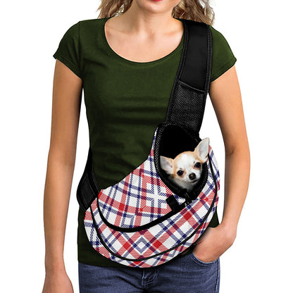 American Plaid Pattern Print Pet Sling Carrier