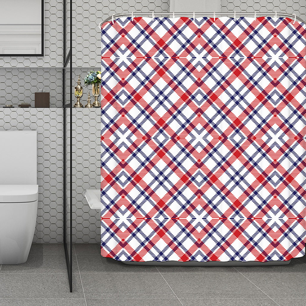 American Plaid Pattern Print Polyester Shower Curtain