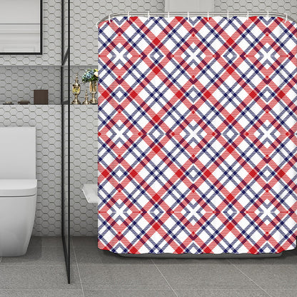 American Plaid Pattern Print Polyester Shower Curtain