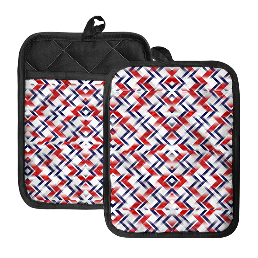 American Plaid Pattern Print Pot Holders With Pocket