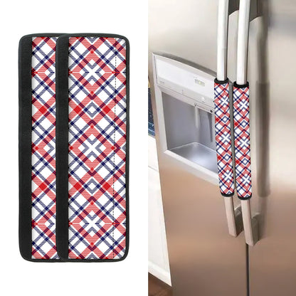 American Plaid Pattern Print Refrigerator Handle Covers