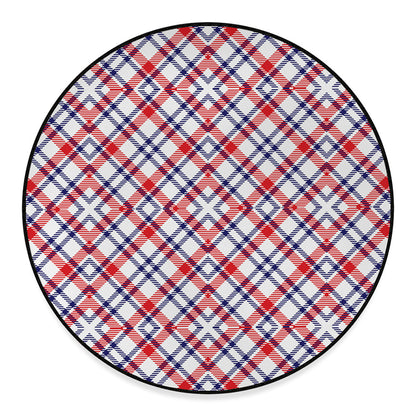 American Plaid Pattern Print Round Floor Mat