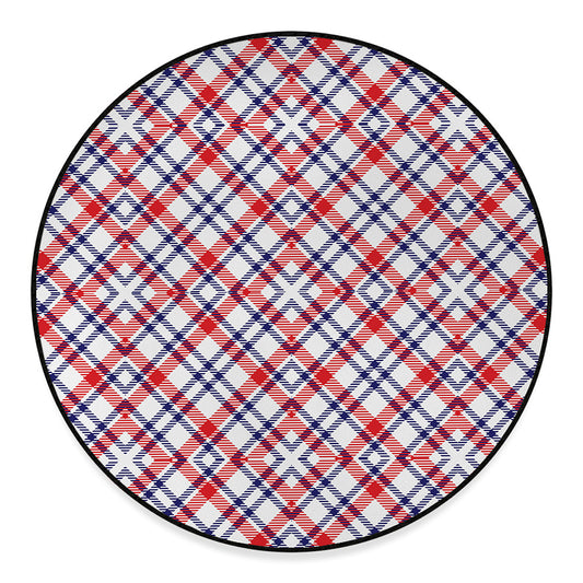 American Plaid Pattern Print Round Floor Mat