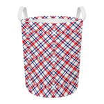American Plaid Pattern Print Round Laundry Basket