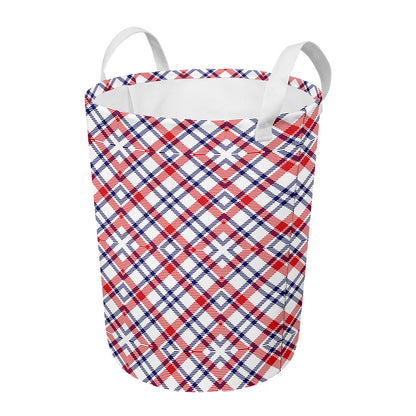 American Plaid Pattern Print Round Laundry Basket