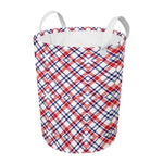 American Plaid Pattern Print Round Laundry Basket