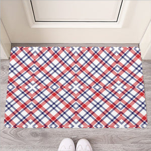 American Plaid Pattern Print Rubber Doormat