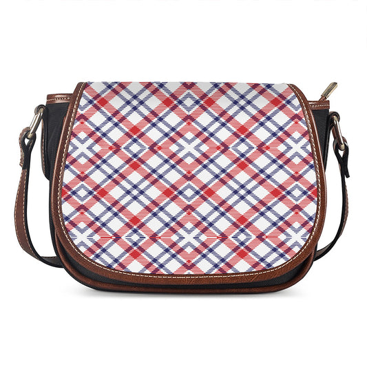American Plaid Pattern Print Saddle Bag