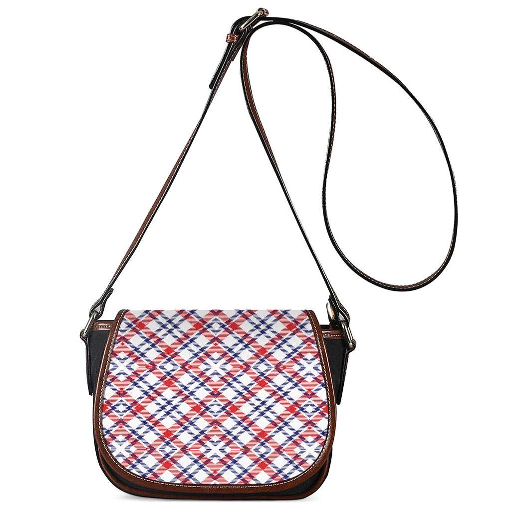 American Plaid Pattern Print Saddle Bag