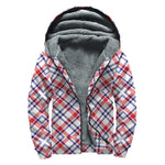 American Plaid Pattern Print Sherpa Lined Zip Up Hoodie