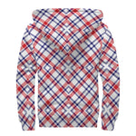 American Plaid Pattern Print Sherpa Lined Zip Up Hoodie