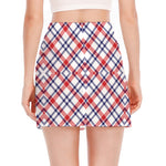 American Plaid Pattern Print Side Slit Mini Skirt