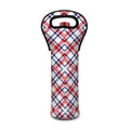 American Plaid Pattern Print Single Neoprene Wine Tote