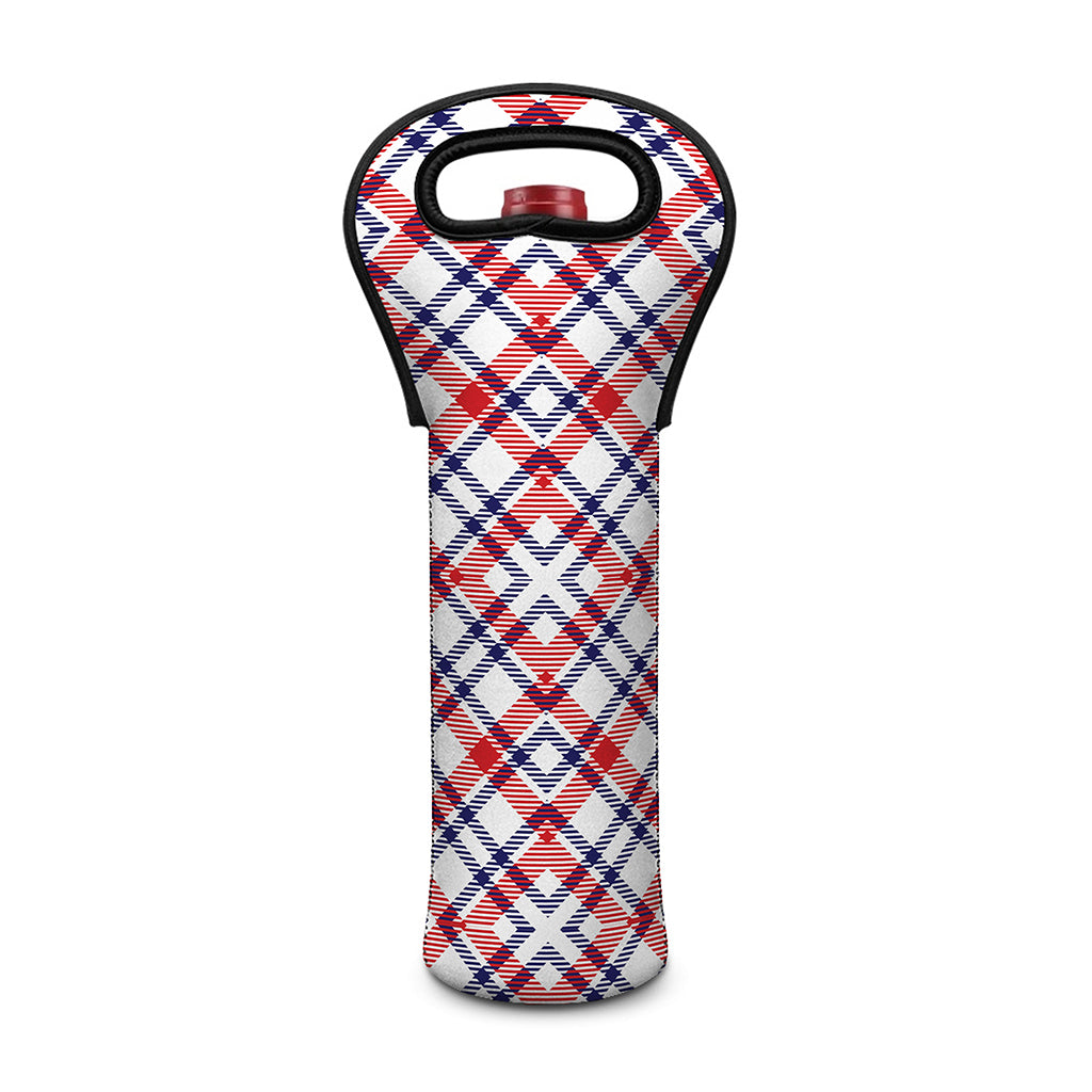 American Plaid Pattern Print Single Neoprene Wine Tote