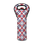 American Plaid Pattern Print Single Neoprene Wine Tote