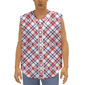 American Plaid Pattern Print Sleeveless Baseball Jersey