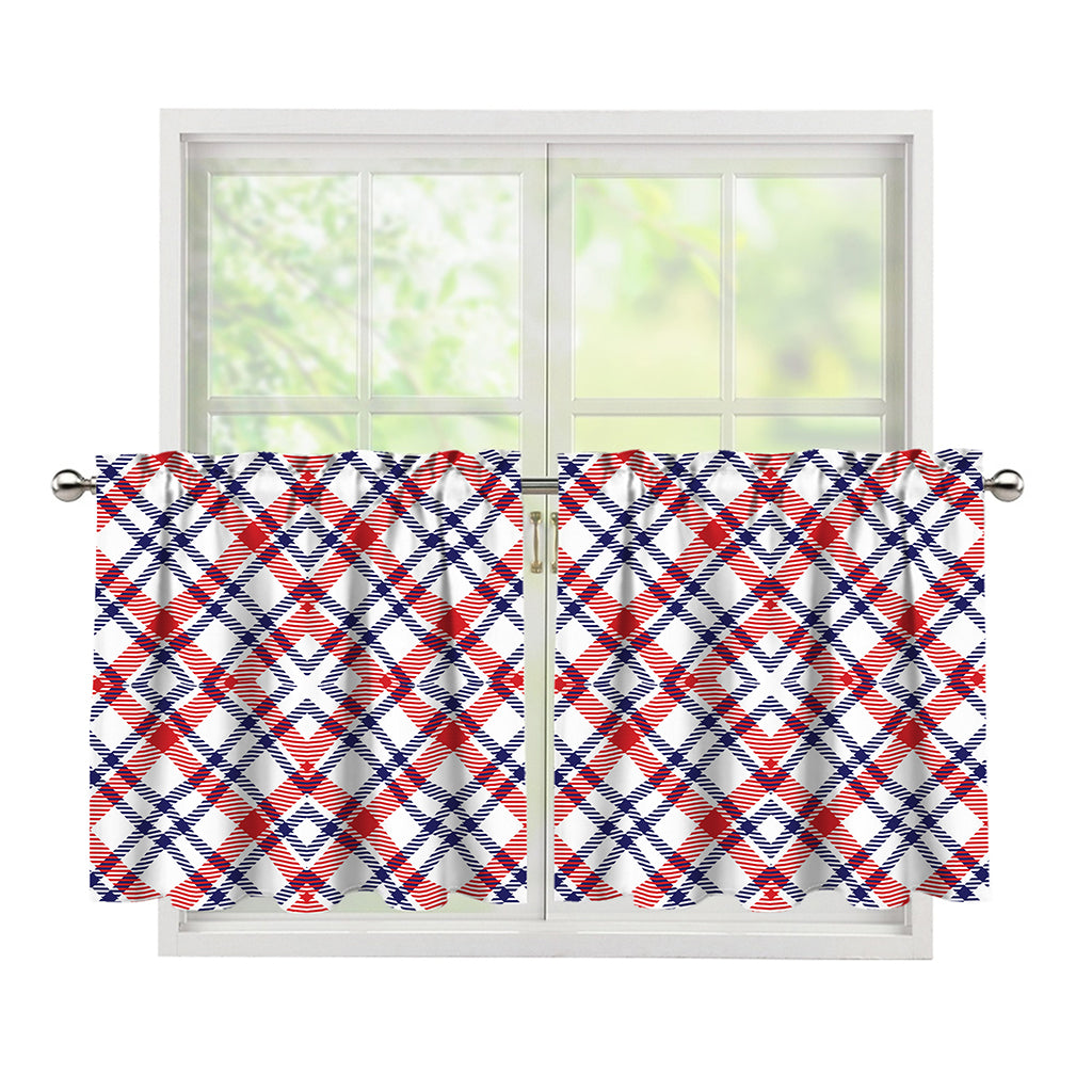 American Plaid Pattern Print Tier Curtains