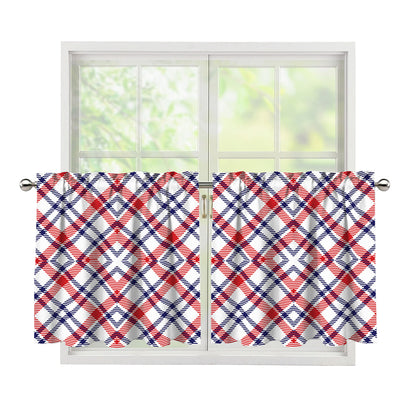 American Plaid Pattern Print Tier Curtains