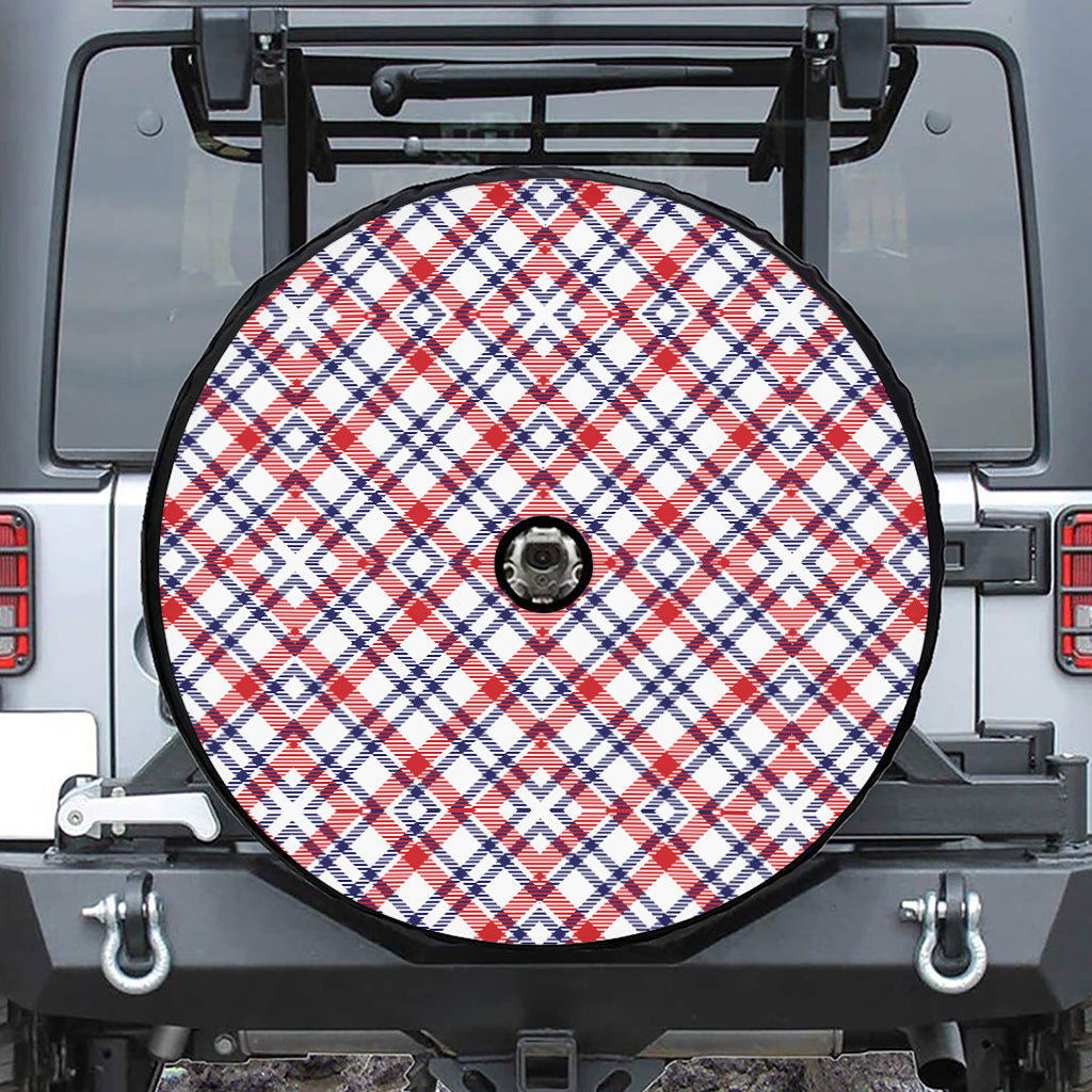 American Plaid Pattern Print Tire Cover With Camera Hole