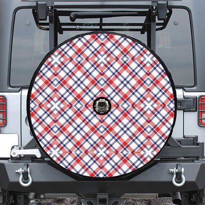 American Plaid Pattern Print Tire Cover With Camera Hole