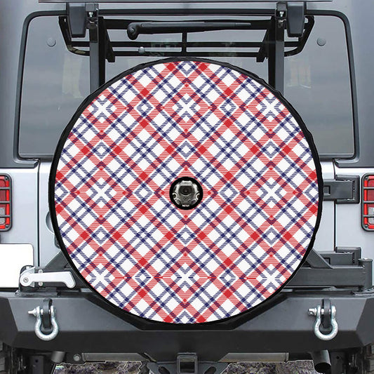 American Plaid Pattern Print Tire Cover With Camera Hole