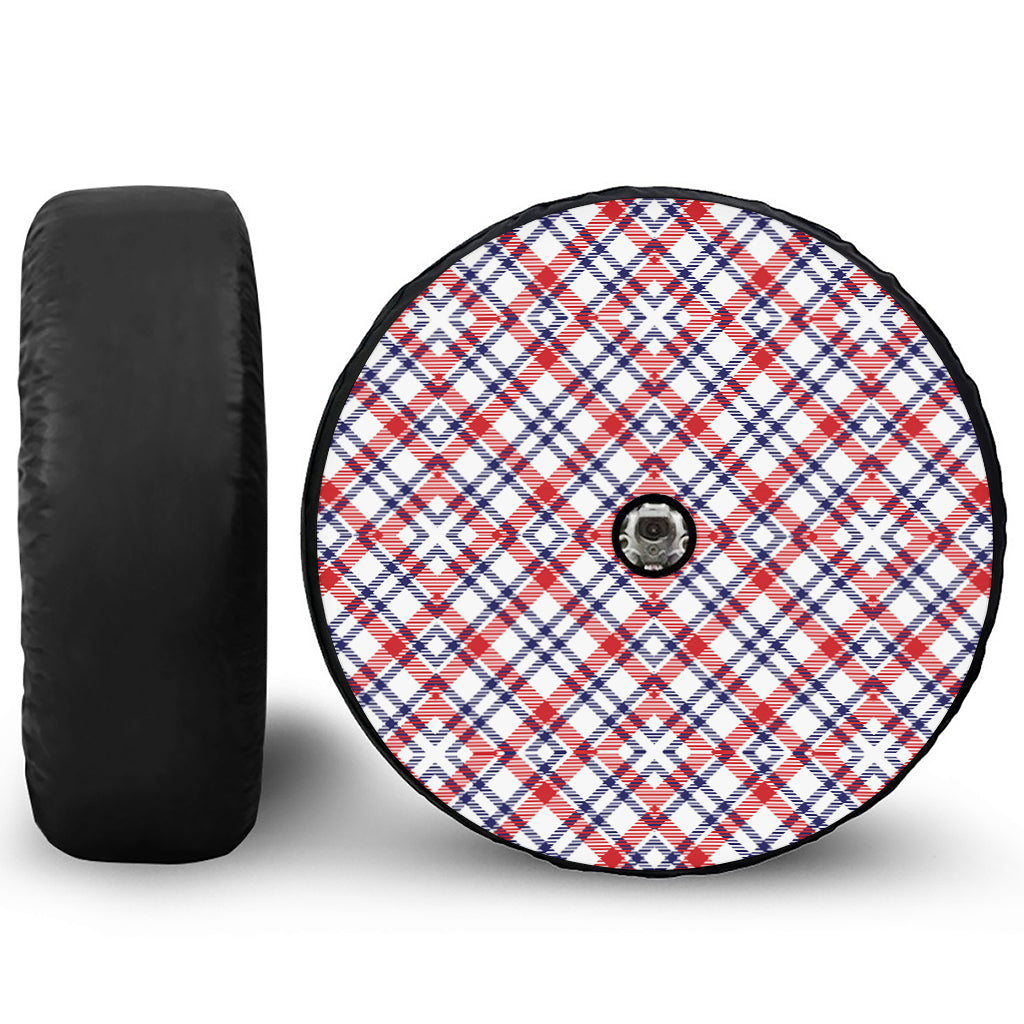 American Plaid Pattern Print Tire Cover With Camera Hole
