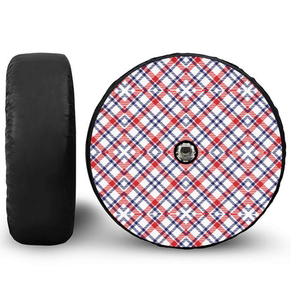 American Plaid Pattern Print Tire Cover With Camera Hole