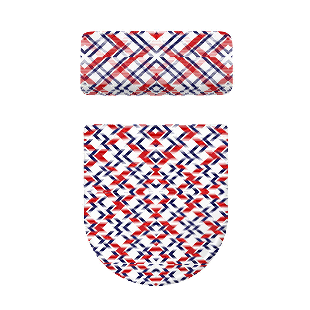 American Plaid Pattern Print Toilet Lid And Tank Cover Set
