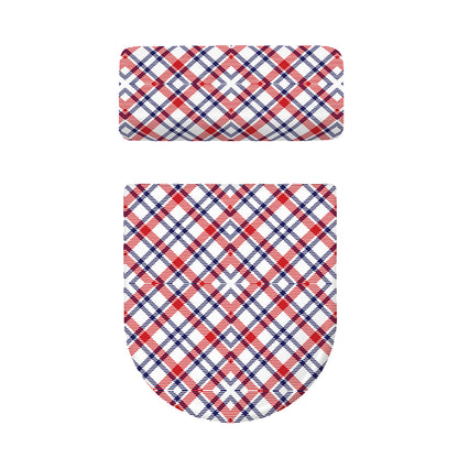 American Plaid Pattern Print Toilet Lid And Tank Cover Set