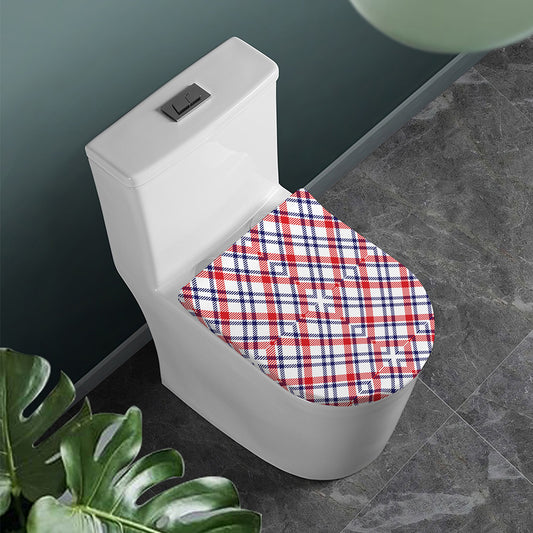 American Plaid Pattern Print Toilet Lid Cover