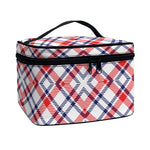 American Plaid Pattern Print Travel Makeup Bag