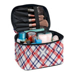 American Plaid Pattern Print Travel Makeup Bag
