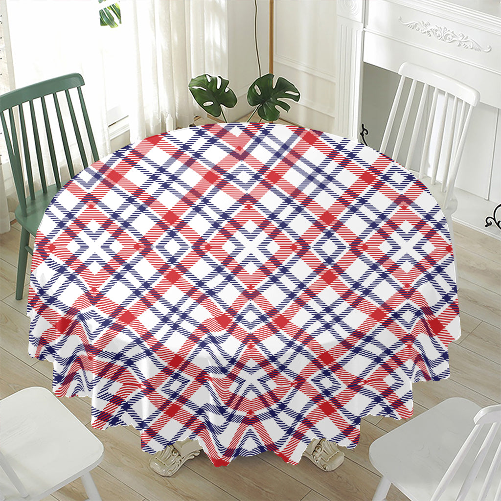American Plaid Pattern Print Waterproof Round Tablecloth
