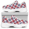 American Plaid Pattern Print White Chunky Shoes