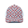 American Plaid Pattern Print White Mesh Trucker Hat