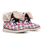 American Plaid Pattern Print Winter Boots