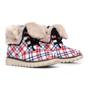 American Plaid Pattern Print Winter Boots