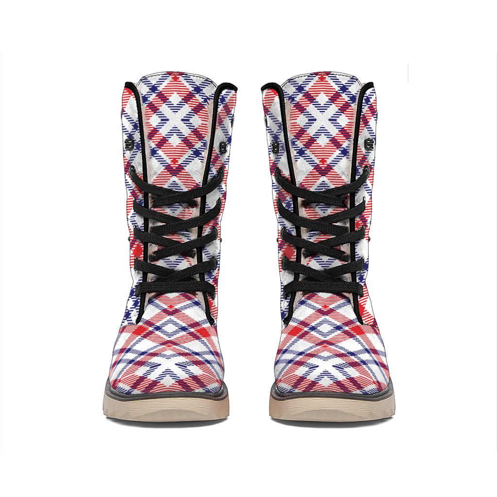 American Plaid Pattern Print Winter Boots