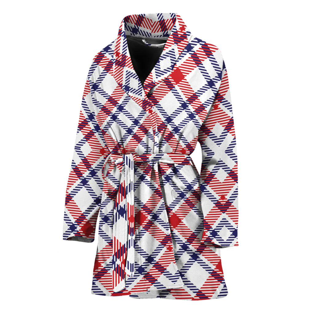 American Plaid Pattern Print Women's Bathrobe